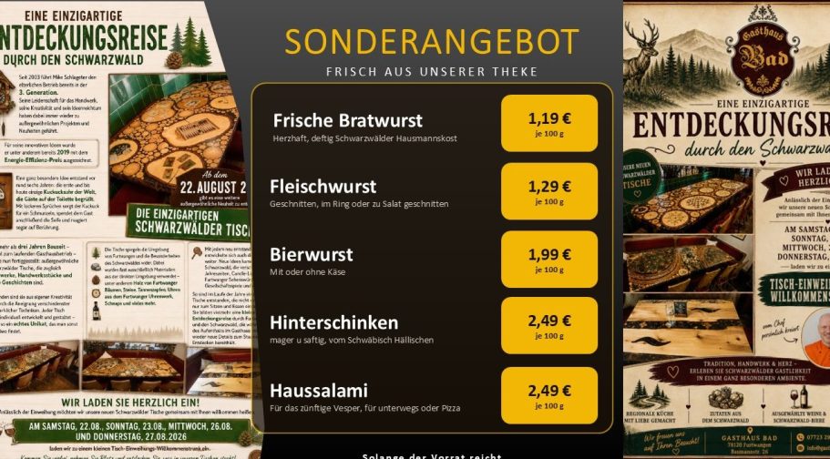 Sonderangebot 19 Januar bis 24 Januar 2026 Metzgerei Braun , Schwarzwald Sonderangebot mit Landjäger im Winterlichen Schwarzwald